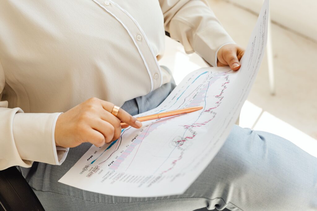 business owner reviewing an end of year valuation chart